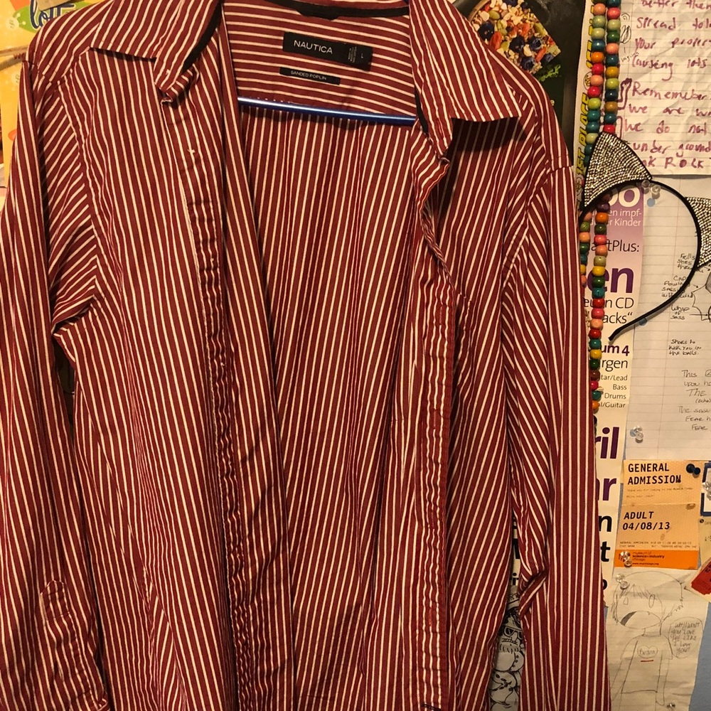 Red and White Striped Button down